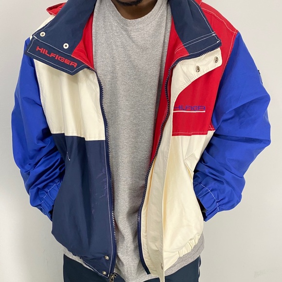 90’s Tommy Hilfiger Jacket + Packable Hood (Sz L) - Picture 2 of 12